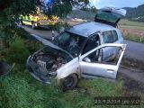 22.9.2014 Dopravní nehoda, OA v příkopu, Vážany